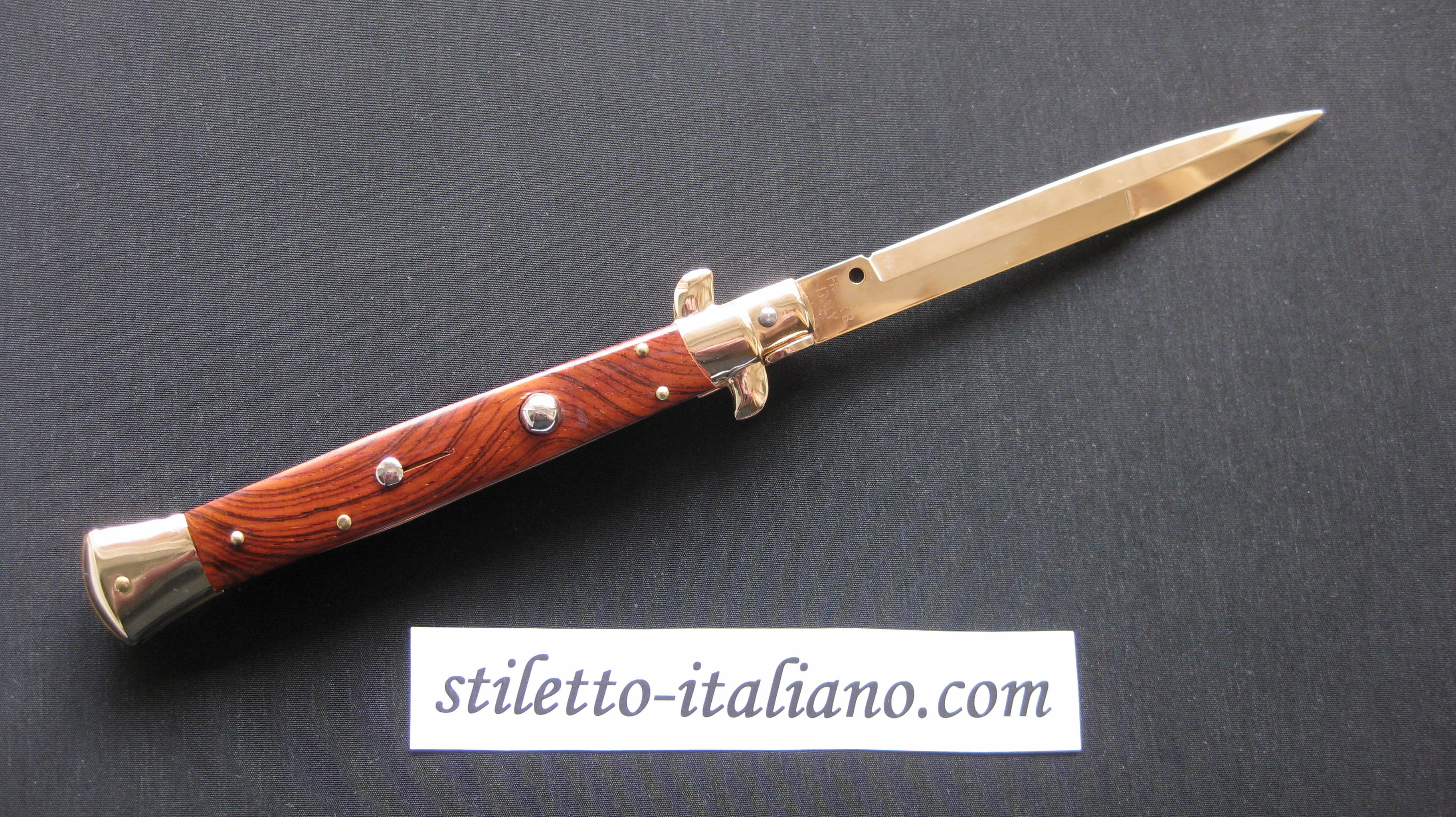 Stiletto 11 Classic stiletto Bayonet Cocobolo wood 24K Gold plated Frank Beltrame
