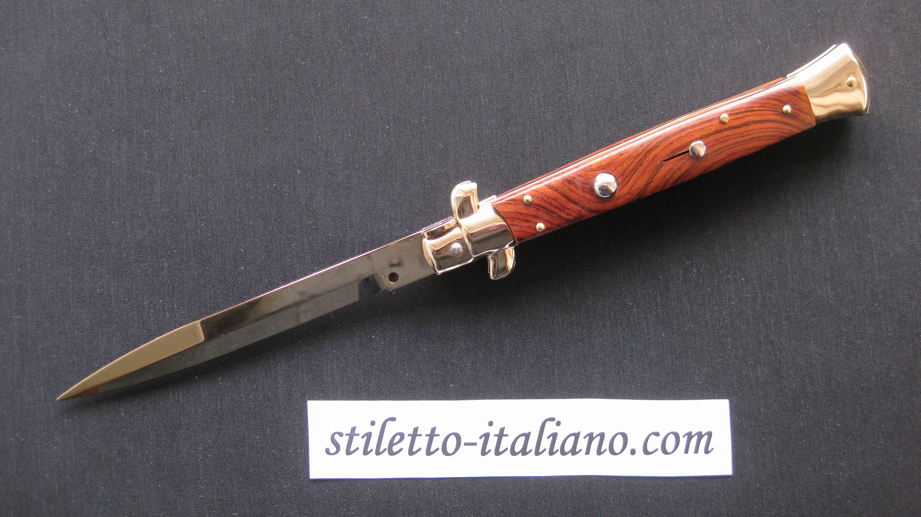 Stiletto 11 Classic stiletto Bayonet Cocobolo wood 24K Gold plated Frank Beltrame
