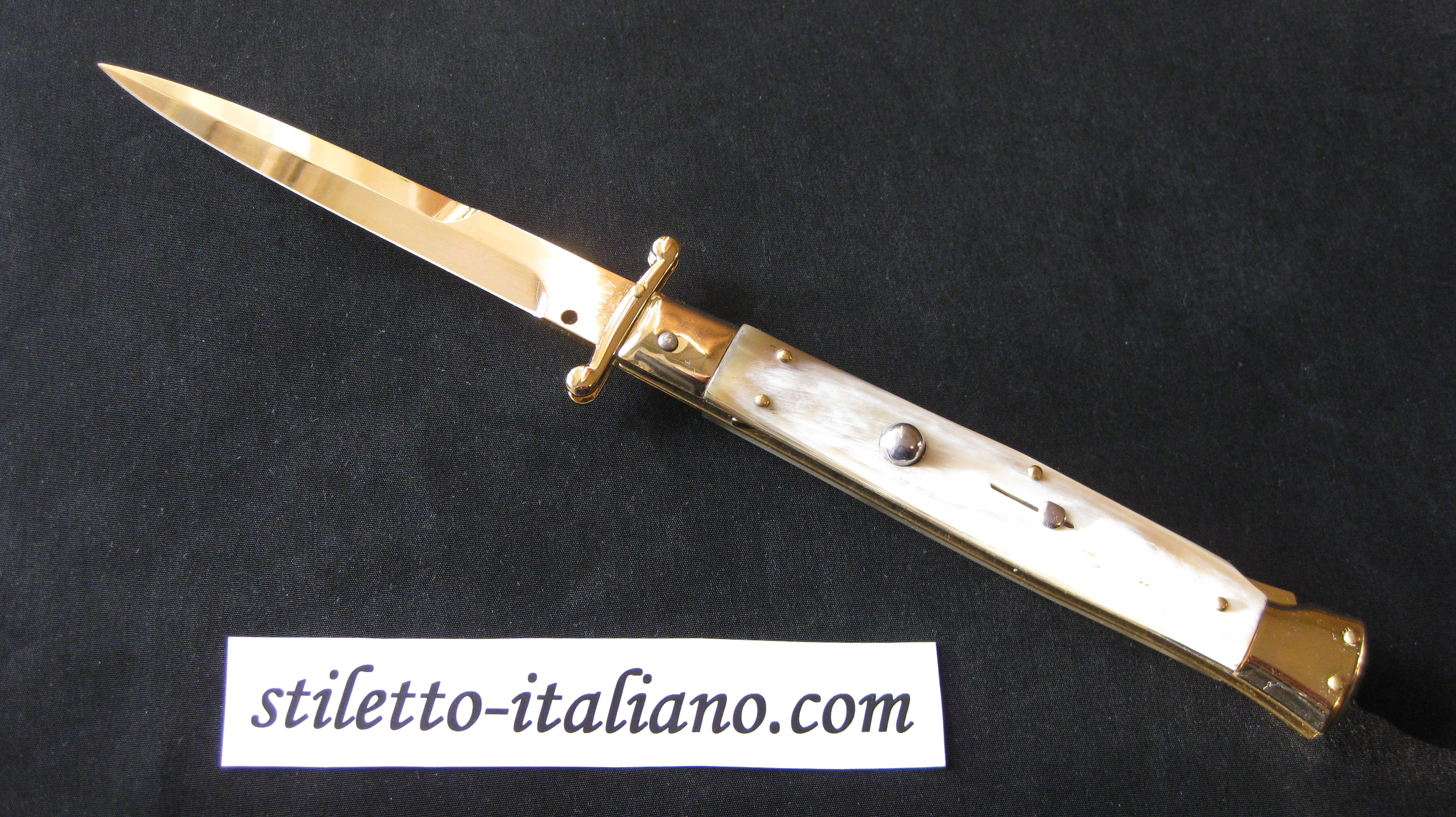 Stiletto 11 Swinguard Modified Bayonet Blond horn 24K Gold plated Frank Beltrame