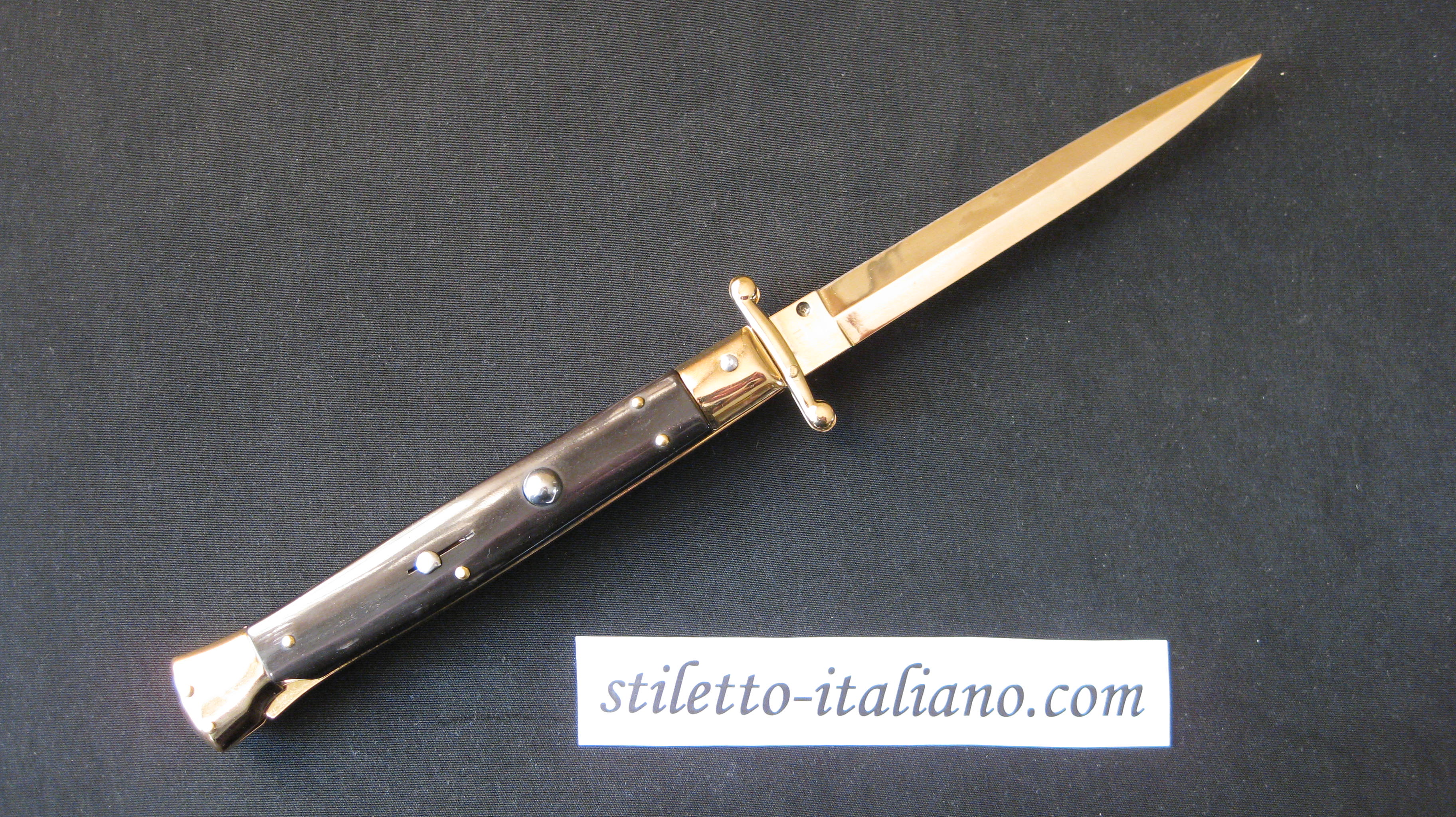 Stiletto 11 Swinguard Dagger Dark horn 24K Gold plated Frank Beltrame