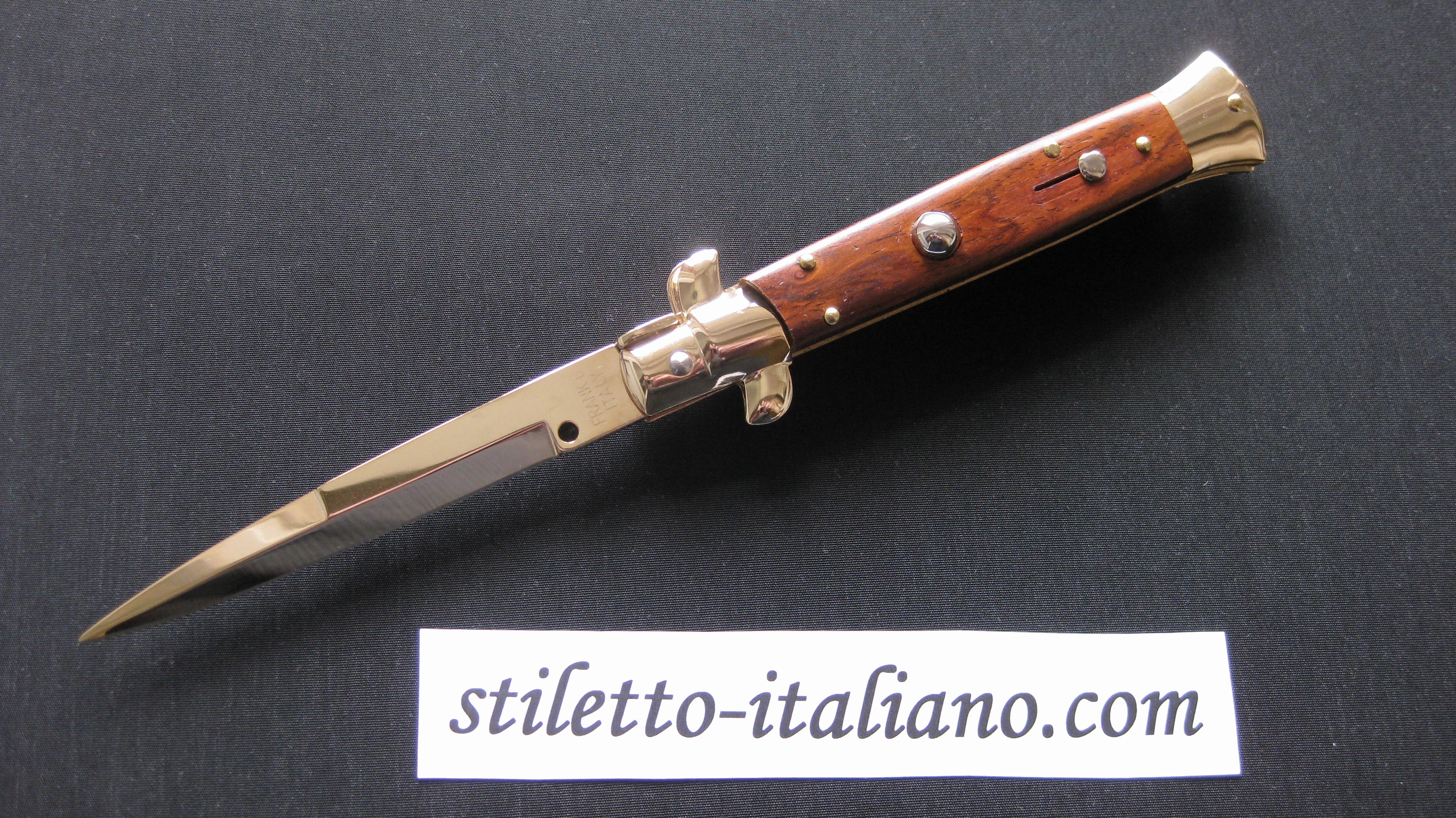 Stiletto 9 Classic stiletto Bayonet Cocobolo wood 24K Gold plated Frank Beltrame