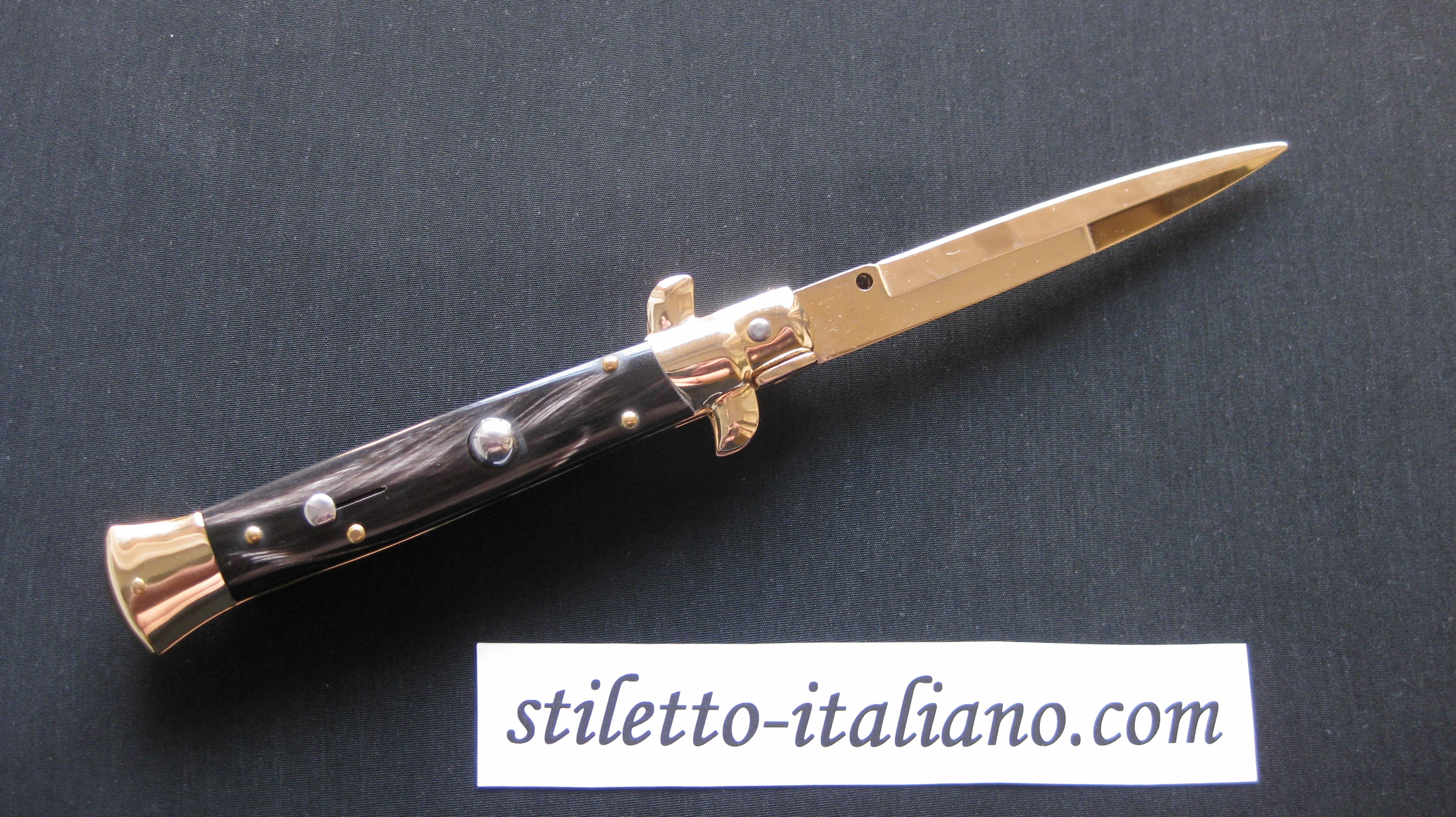 Stiletto 9 Classic stiletto Bayonet Dark horn 24K Gold plated Frank Beltrame