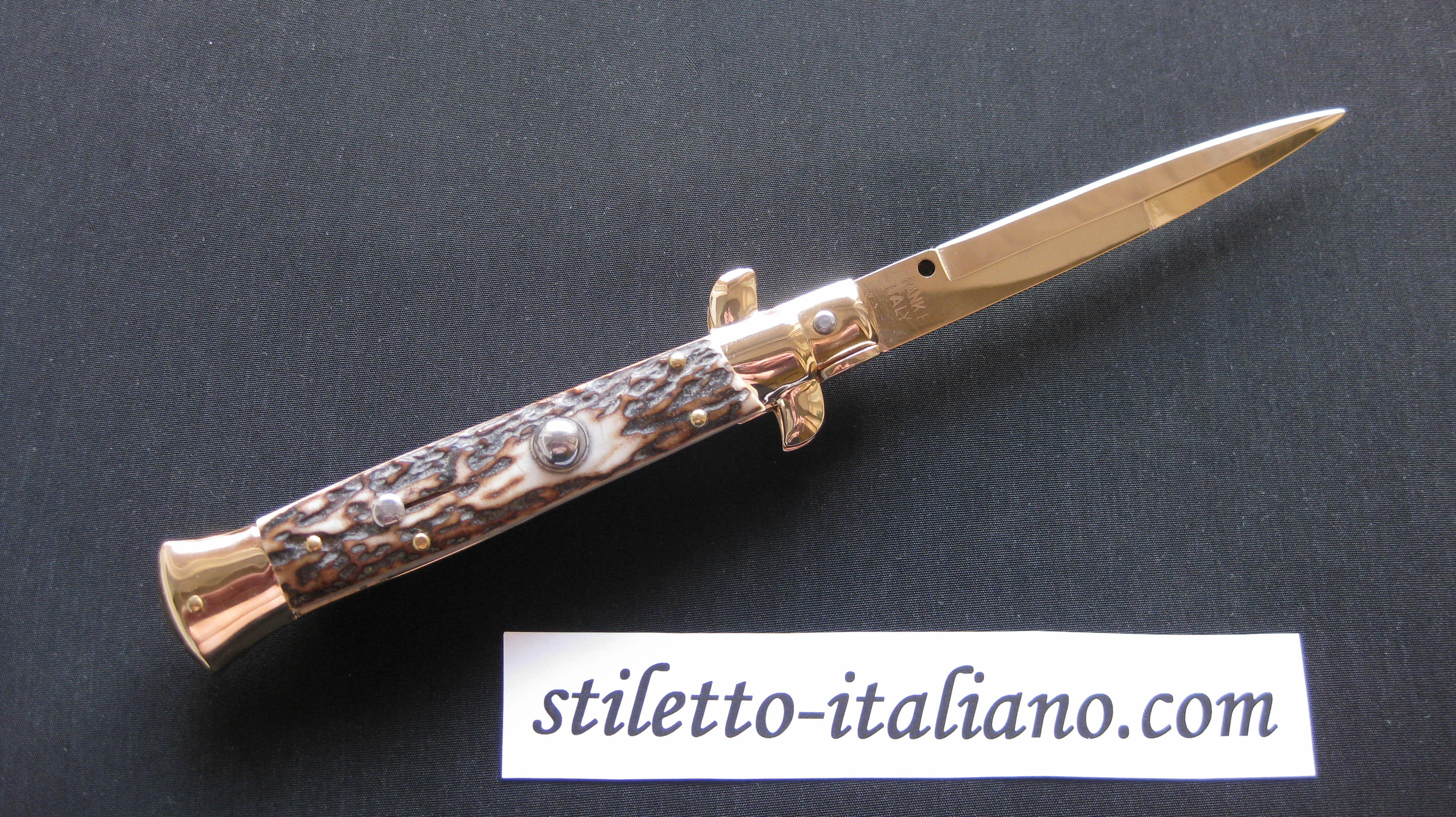 Stiletto 9 Classic stiletto Bayonet Stag 24K Gold plated Frank Beltrame